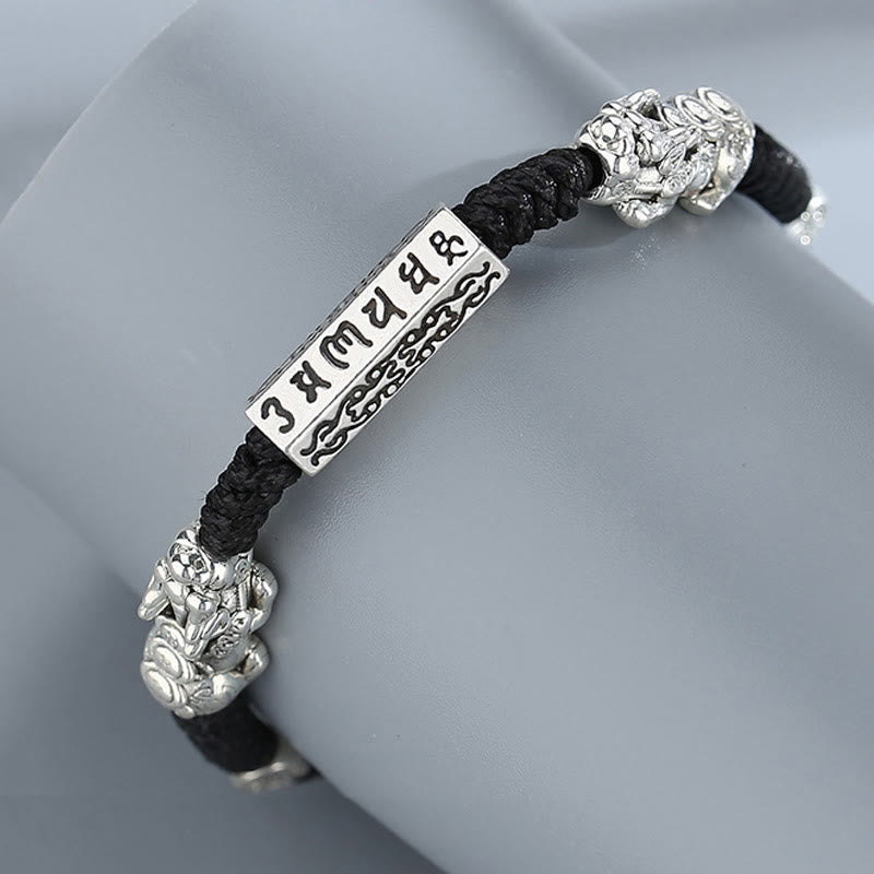 Buddha Stones Double PiXiu Feng Shui Kupfer Münze Om Mani Padme Hum String Armband - image 1