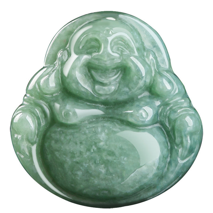 Buddha Stones Lachender Buddha Cyan Jade Success Halskette String Anhänger - image 9