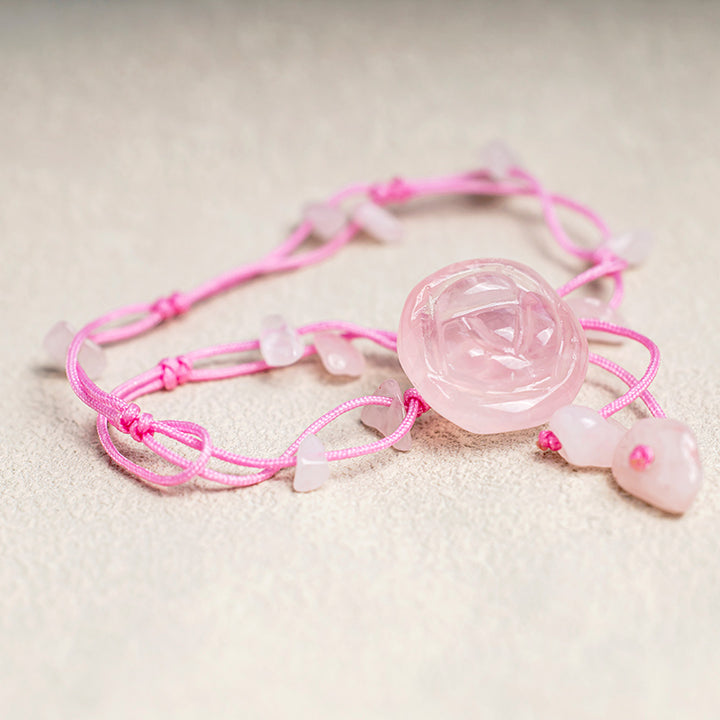 Fußkettchen mit Buddha Stonesn, Amethyst, rosa Kristall, grüner Aventurin, Rose, innerer Frieden, Heilung