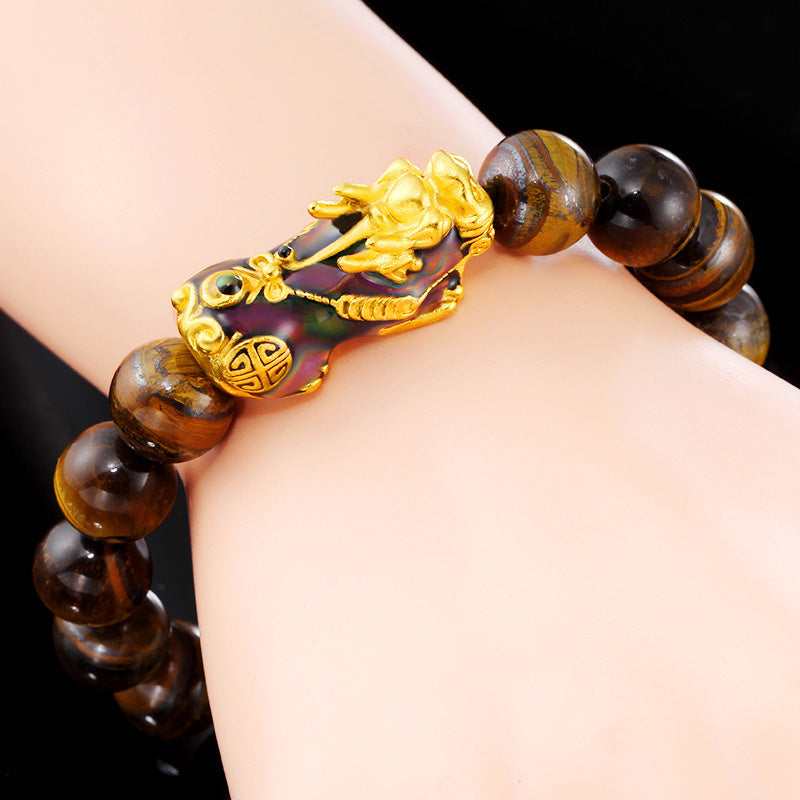 Buddha Stones Tibetisches handgefertigtes Tigerauge Feng Shui Armband