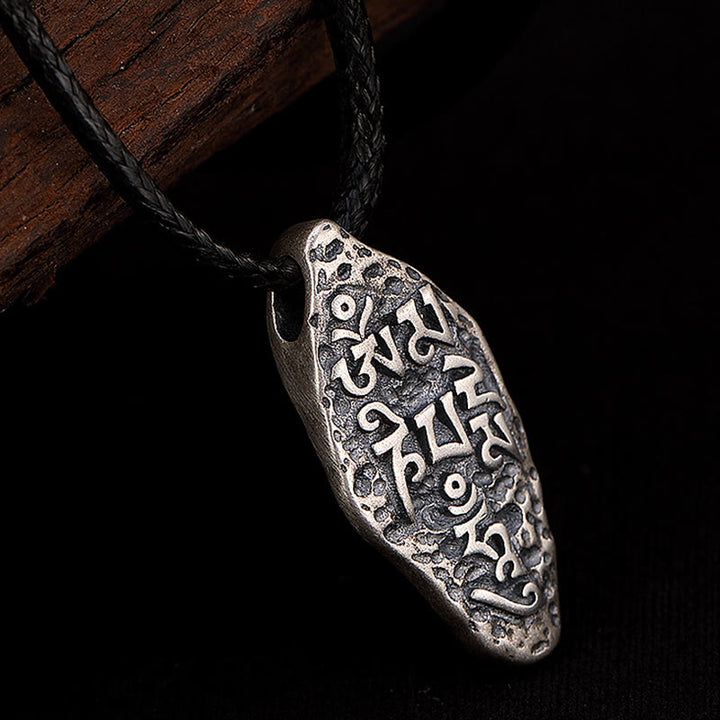 Buddha Stones, tibetisches 925er-Sterlingsilber, Om Mani Padme Hum Dorje Vajra, gravierter Stärke-Halskettenanhänger - image 11