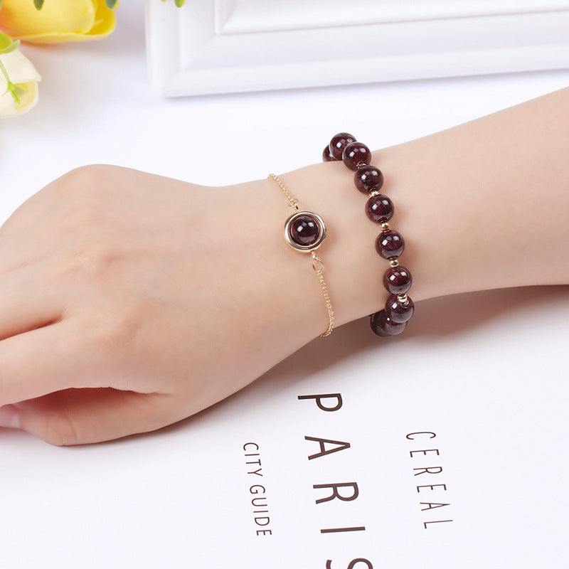 Buddha Stones Sonnenstein Erdbeerquarz Kristall Positives Armband