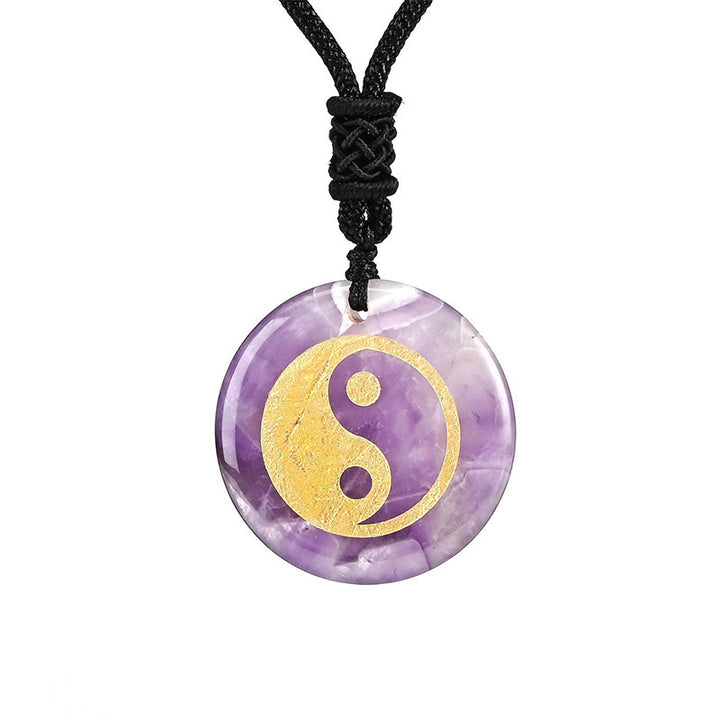 Buddha-Steine, verschiedene Kristalle, Amethyst, Tigerauge, grüner Aventurin, Yin Yang, spiritueller Halskettenanhänger