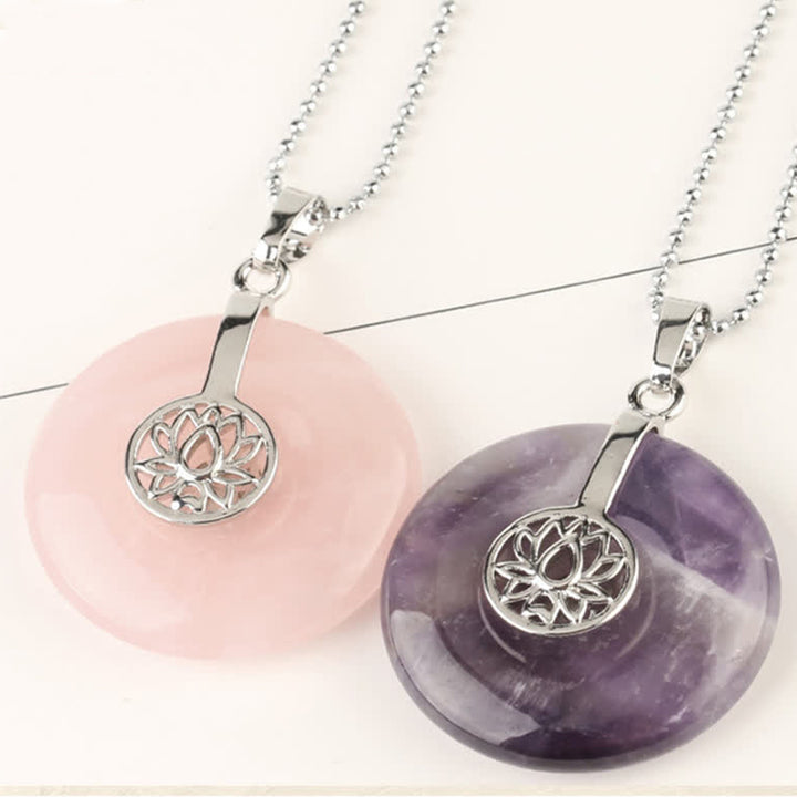 Buddha Stones, verschiedene Kristall-Amethyst-Rosa-Kristall-Lotus-Heilungs-Halsketten-Anhänger - image 2