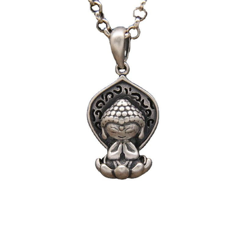 Buddha Stones 999 Sterling Silber Meditation Buddha Lotus Serenity Halskette Anhänger - image 7