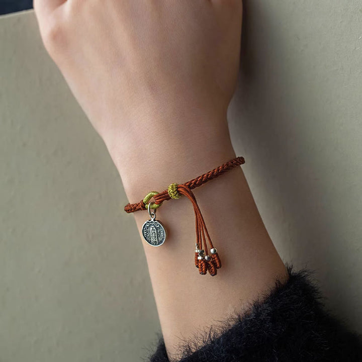 Buddha Stones Handgefertigtes Armband aus 925er-Sterlingsilber, fünf Richtungen, Götter des Reichtums, Glück, Schutz, Schnurgeflecht - image 11