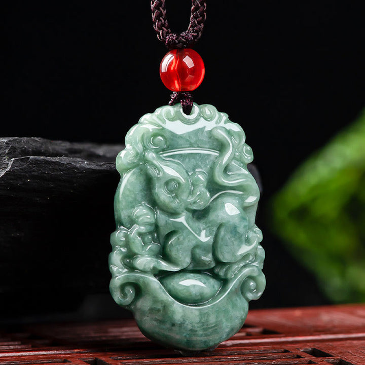 Buddha Stones, natürliche Jade, 12 chinesische Sternzeichen, Wohlstands-Halsketten-Anhänger - image 12