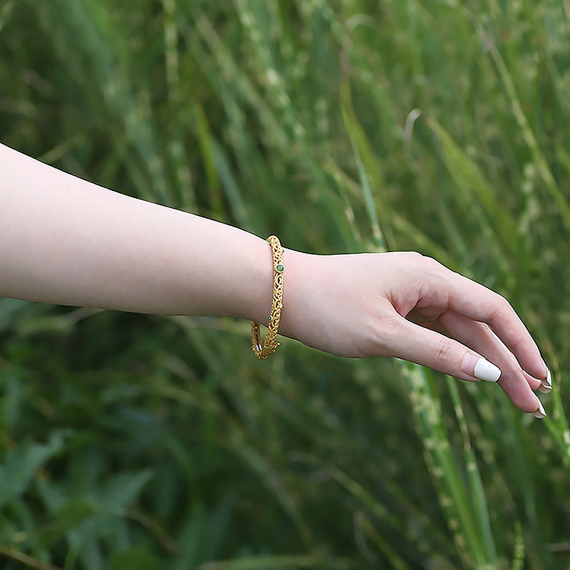 Buddha Stones Cyan Jade Kupfer Glücksverheißende Wolken Calm Healing Armband Armreif