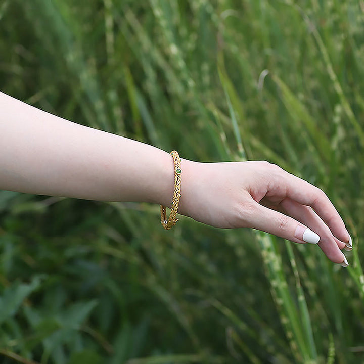 Buddha Stones Cyan Jade Kupfer Glücksverheißende Wolken Calm Healing Armband Armreif