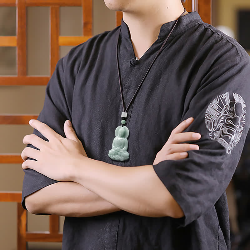 Buddha Stones Amitabha Buddha Jade Amulett Mitgefühl String Halskette - image 11