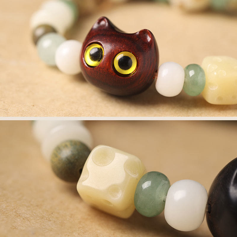 Buddha Stones, Bodhi-Samen, grünes Sandelholz, Ebenholz, kleines Blatt, rotes Sandelholz, Katzenkopf, Pfotenkralle, Friedensarmband - image 9