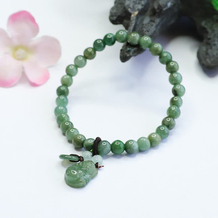Buddha Stones Lachendes Buddha-Heilarmband aus Cyan-Jade