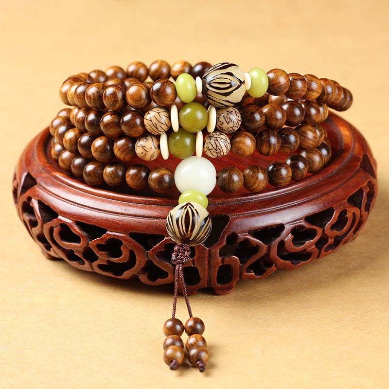Buddha Stones Tibetisches Rosenholz Mala Schutz-Ruhe-Armband - image 1