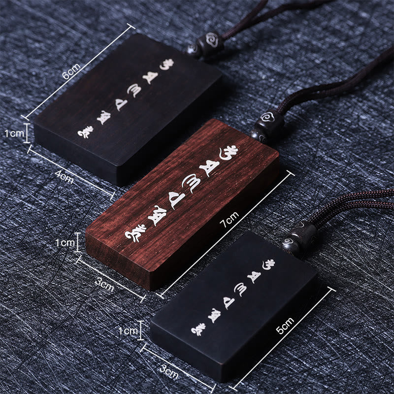 Buddha Stones, 999er-Sterlingsilber, kleines Blatt, rotes Sandelholz, Ebenholz, Om Mani Padme Hum, eingelegter Schutz-Halskettenanhänger - image 8