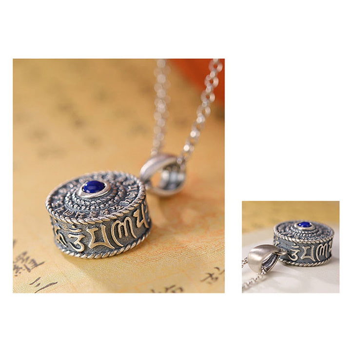 925 Sterling Silber Om Mani Padme Hum Lazurite Love Peace Halskette Anhänger - image 7