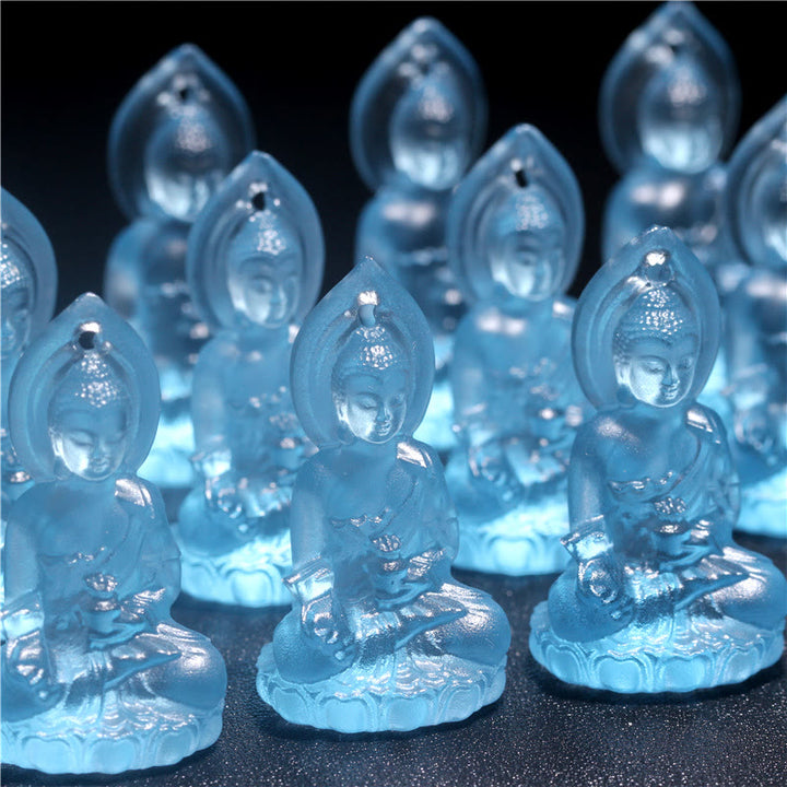 Buddha Stones, blauer Tathagata-Buddha-Medizin-Buddha-Liuli-Kristall, Serenity-Amulett-Halskettenanhänger - image 12