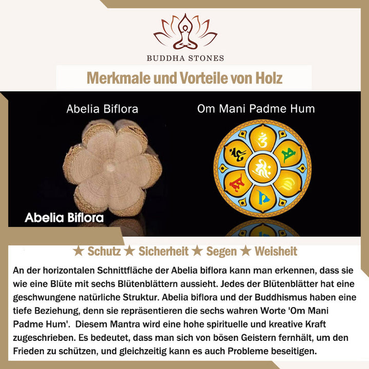 Buddha Stones Armband aus natürlichem Abelia Biflora-Holz, Hetian-Jade und Bambusperle, das böse Geister abwehrt