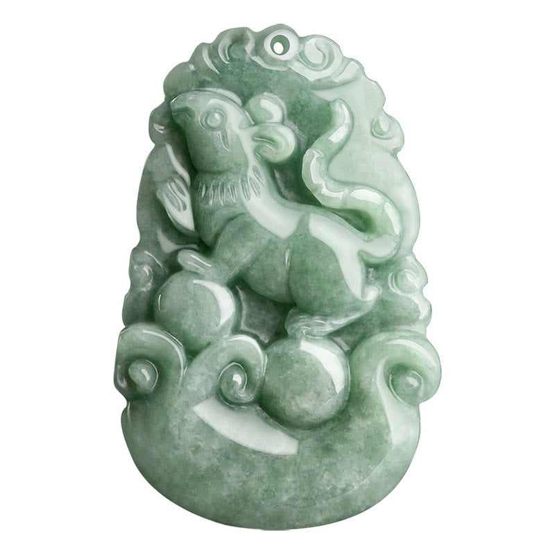 Halskette mit Buddha Stonesn, natürlicher grüner Jade, 12 chinesische Sternzeichen, Glück, Wohlstand