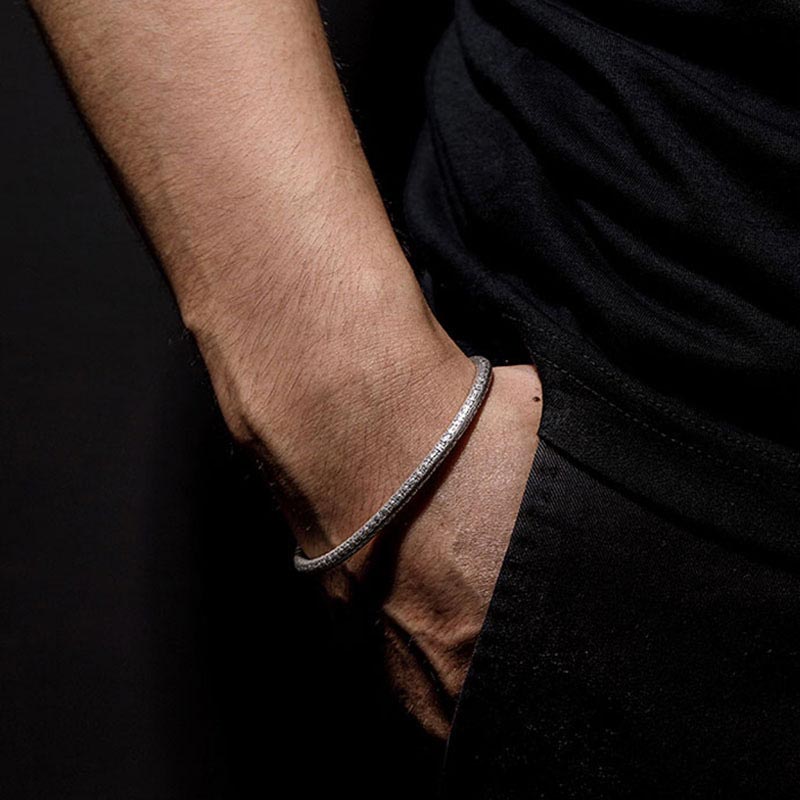 Buddha Stones Tibetisches Herz-Sutra-Glücksarmband aus Weiß Kupfer