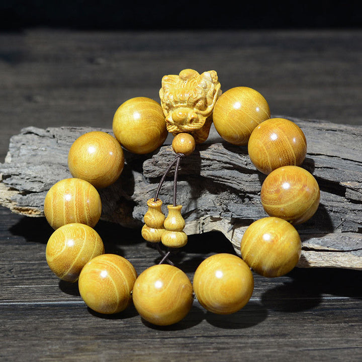 Buddha Stones Rosenholz Grünes Sandelholz Kleines Blatt Rotes Sandelholz Drache Geschnitztes Schutzarmband