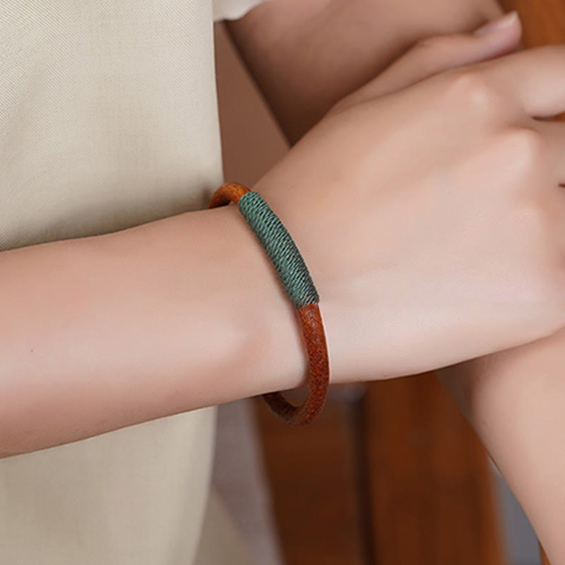 Armband mit Buddha Stonesn, tibetischem Leder, handgefertigt, fünf Elemente, Glücksgeflecht, Schnalle - image 7