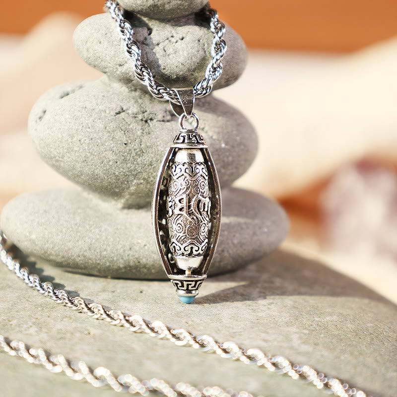 Buddha Stones Tibet Om Mani Padme Hum Protection Halskette Drehbarer Anhänger - image 3