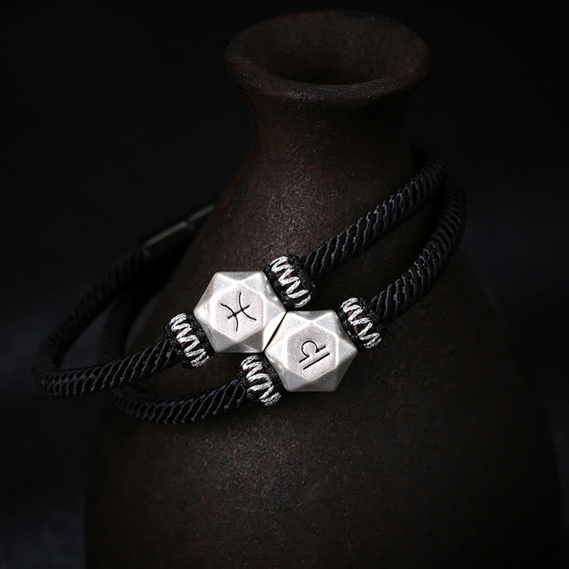 Buddha Stones 999 Sterling Silber 12 Sternbilder des Tierkreises Schutz Handgefertigtes Schnurarmband - image 0
