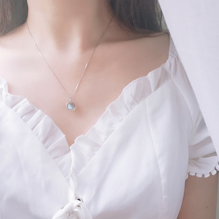 Buddha Stones Halskettenanhänger aus 925er-Sterlingsilber, Mondstein, Liebesplanet, drehbares Muster - image 5