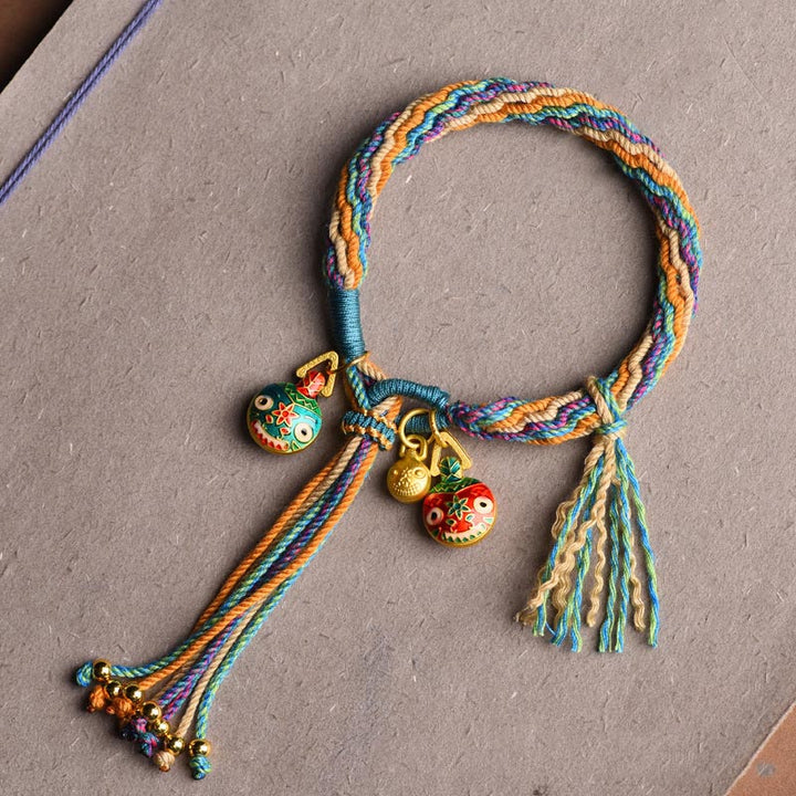 Buddha-Stein-Armband, goldfarbenes Schlangenmuster, Motiv: Familie, Glück, Reinkarnation, Knoten, geflochten, buntes Schnurarmband