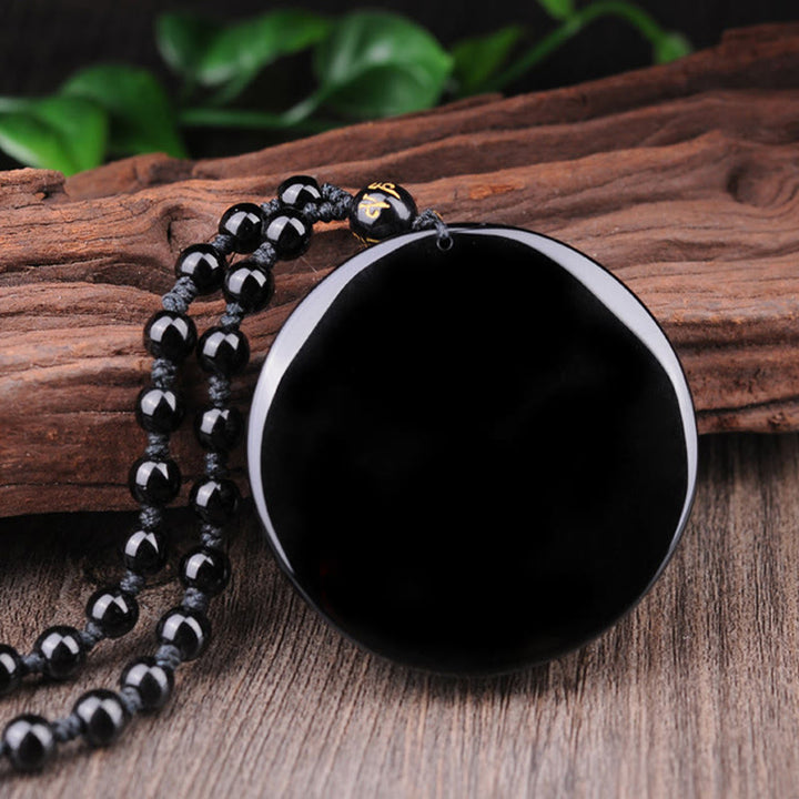 Buddha Stones Bagua Dragon Phoenix Obsidian Erfüllung Anhänger Halskette - image 12