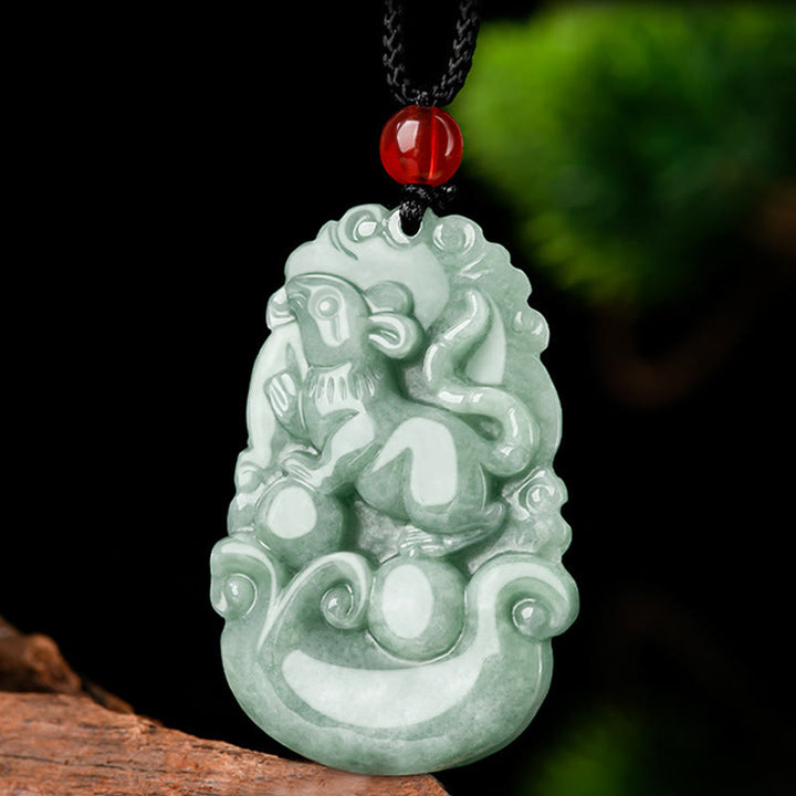 Halskette mit Buddha Stonesn, natürlicher grüner Jade, 12 chinesische Sternzeichen, Glück, Wohlstand