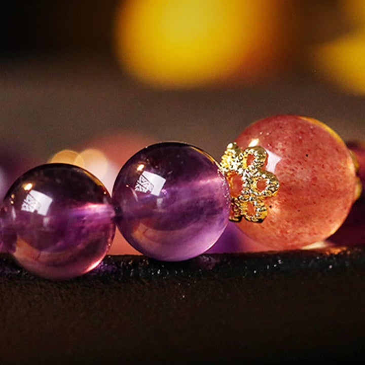 Buddha Stones Rutilquarz, natürlicher Citrin-Amethyst-Rutilquarz, Wohlstandsschutz