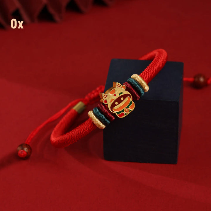 Buddha Stones Handgefertigtes geflochtenes rotes Armband aus 925er-Sterlingsilber, Jahr des Drachen, niedliches chinesisches Sternzeichen, Glück - Ochse (Handgelenkumfang 14–19 cm) - image 11