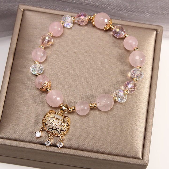 Buddha Stones Beruhigendes Schutzarmband aus natürlichem rosa Kristall