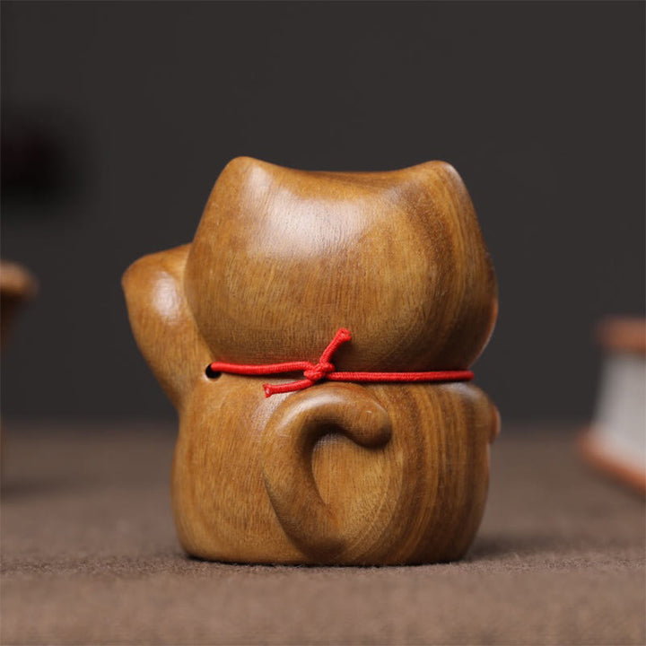 Buddha Stones Green Sandelwood Small Mini Cute Lucky Cat Peace Dekorationen - image 10