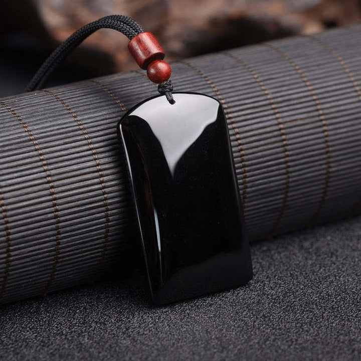 Schwarzer Obsidian-Drachen-Phoenix-Halsketten-Anhänger - image 6