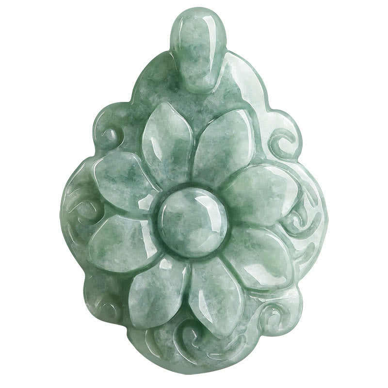 Buddha Stones Natürliche Jade Kalanchoe blossfeldiana Blumenmuster Glück Halskette Anhänger
