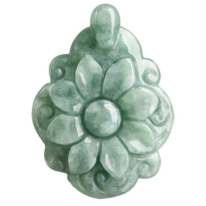 Buddha Stones Natürliche Jade Kalanchoe blossfeldiana Blumenmuster Glück Halskette Anhänger