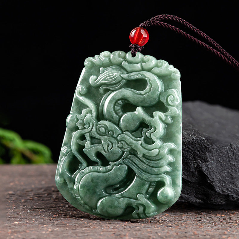 Buddha Stones Chinesisches Sternzeichen Drache Jade Stärke Halskette String Anhänger - image 2