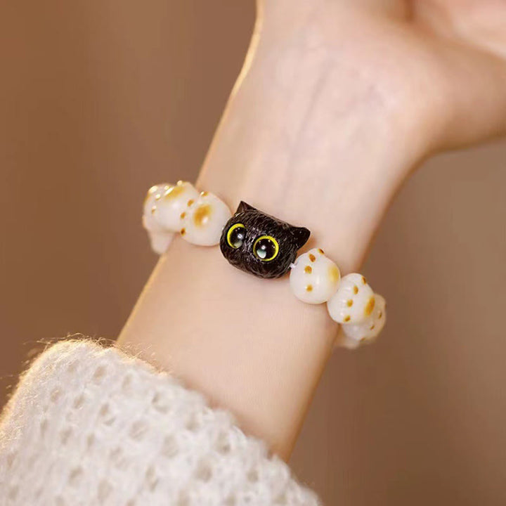 Buddha Stones Natürliches Bodhi-Samen-Armband aus rotem Sandelholz, schöne Pfote, glückliche Katze, Friedensarmband - image 5