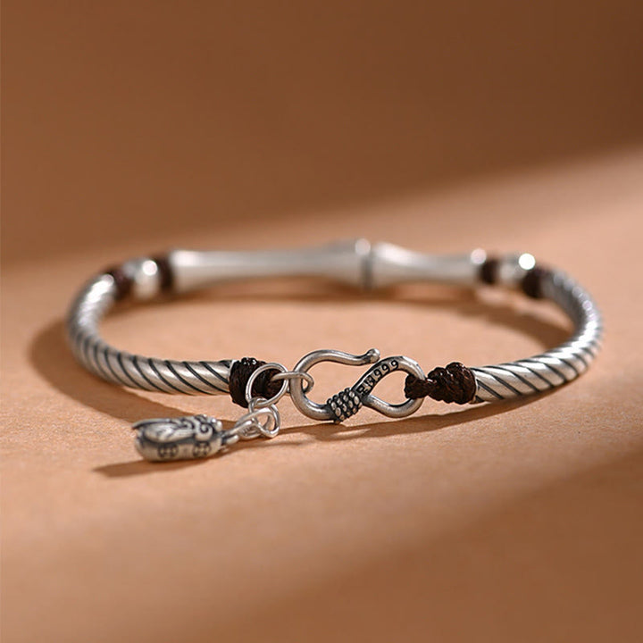 999 Sterling Silber Bambusmuster Zikade Glück Reichtum Armband - image 2