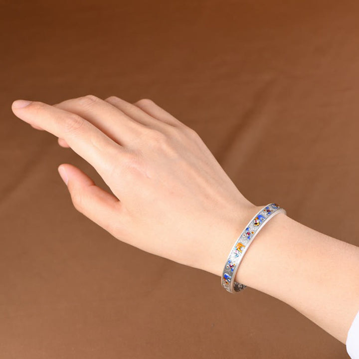 Buddha Stones 999 Sterling Silber Elefant Stärke Weisheit Armband Manschettenarmreif - image 7