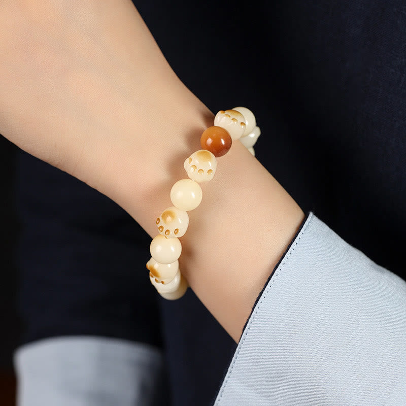 Buddha Stones Natürliches Bodhi-Samen-Sandelholz-glückliches, süßes Katzenkopf-Pfoten-Klauen-Friedensarmband - image 18