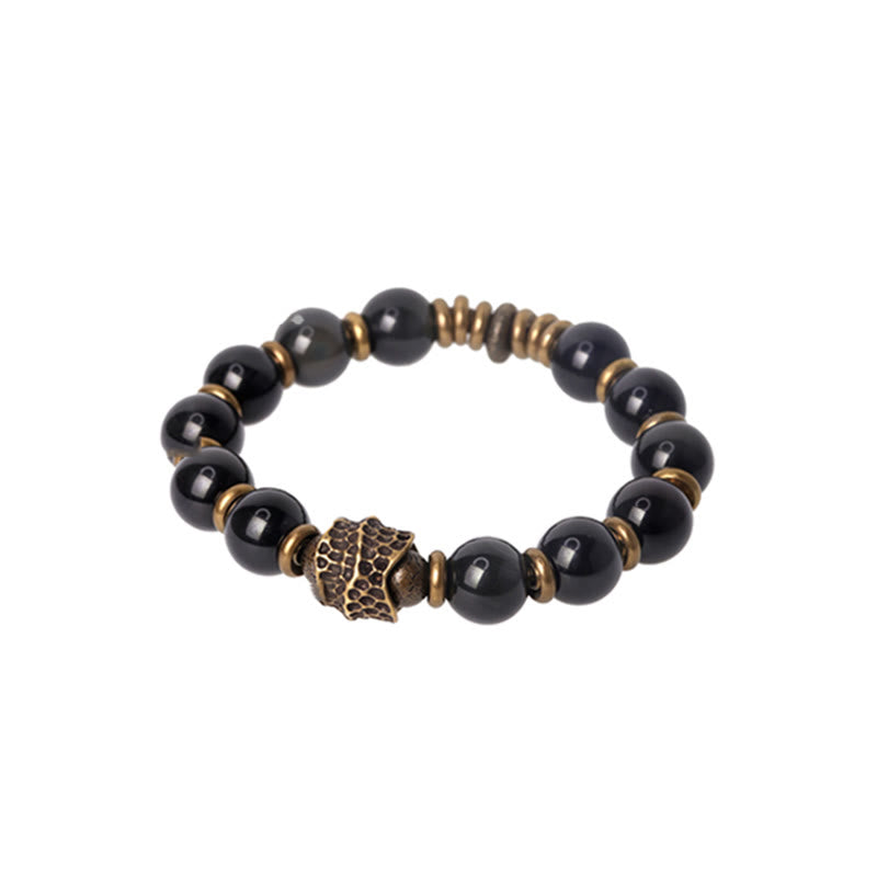Buddha Stones Regenbogen-Obsidian-Kupfer-Liebesheilungsarmband