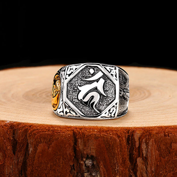 Verstellbarer Ring aus 925er-Sterlingsilber mit Buddha Stonesn, Sanskrit-Design, geschnitzter Schutz - image 14
