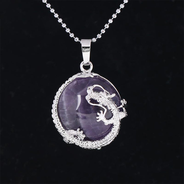 Buddha Stones, chinesischer Drache, natürlicher Quarzkristall, heilende Energie, Halsketten-Anhänger - Amethyst - image 3