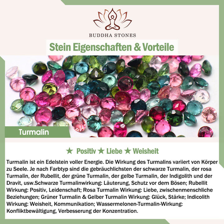 Buddha Stones Natürlicher schwarzer Turmalin positiver Seil-Halskettenanhänger