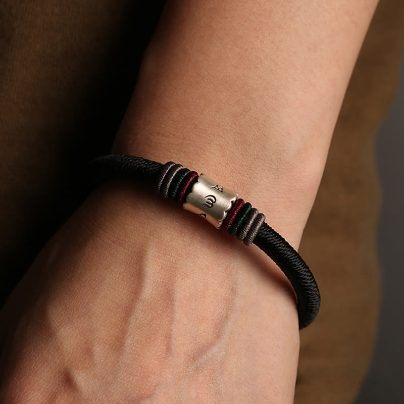 Buddha Stones 999 Sterling Silber Om Mani Padme Hum Peace Armband mit Magnetschnalle