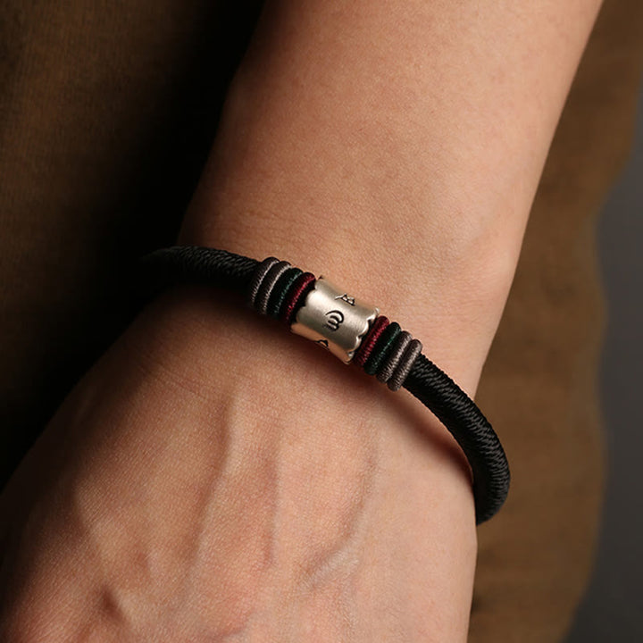 Buddha Stones 999 Sterling Silber Om Mani Padme Hum Peace Armband mit Magnetschnalle