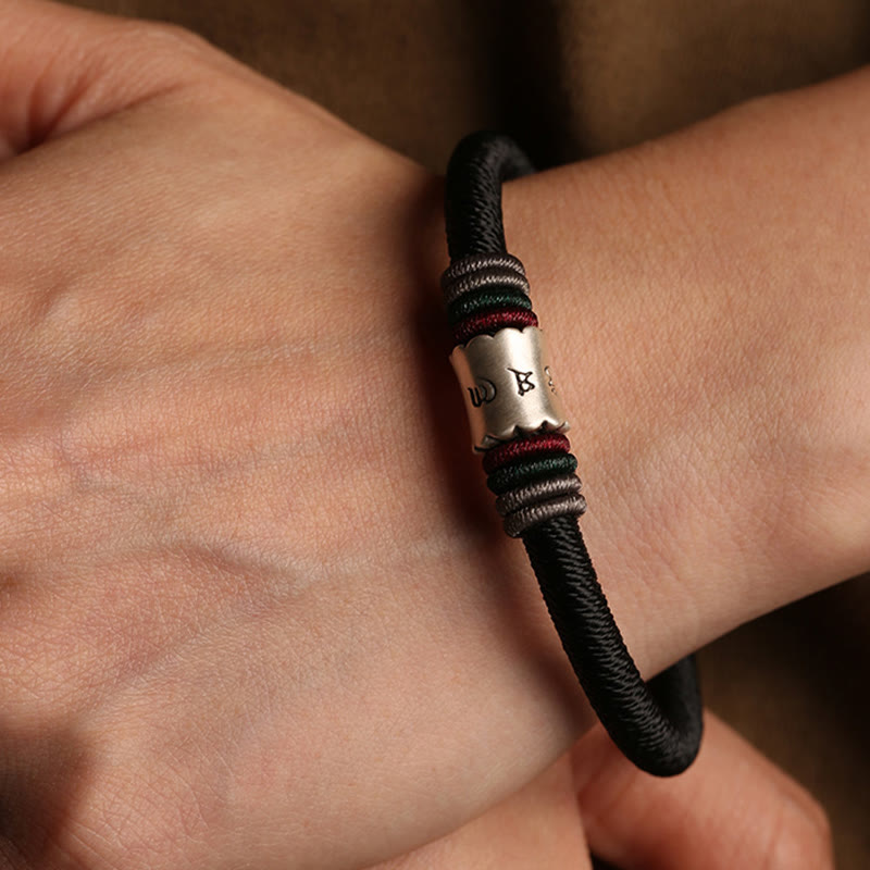 Buddha Stones 999 Sterling Silber Om Mani Padme Hum Peace Armband mit Magnetschnalle